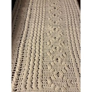Shabby Chic Bohemian boho‎ cream crochet blanket 61"x72"